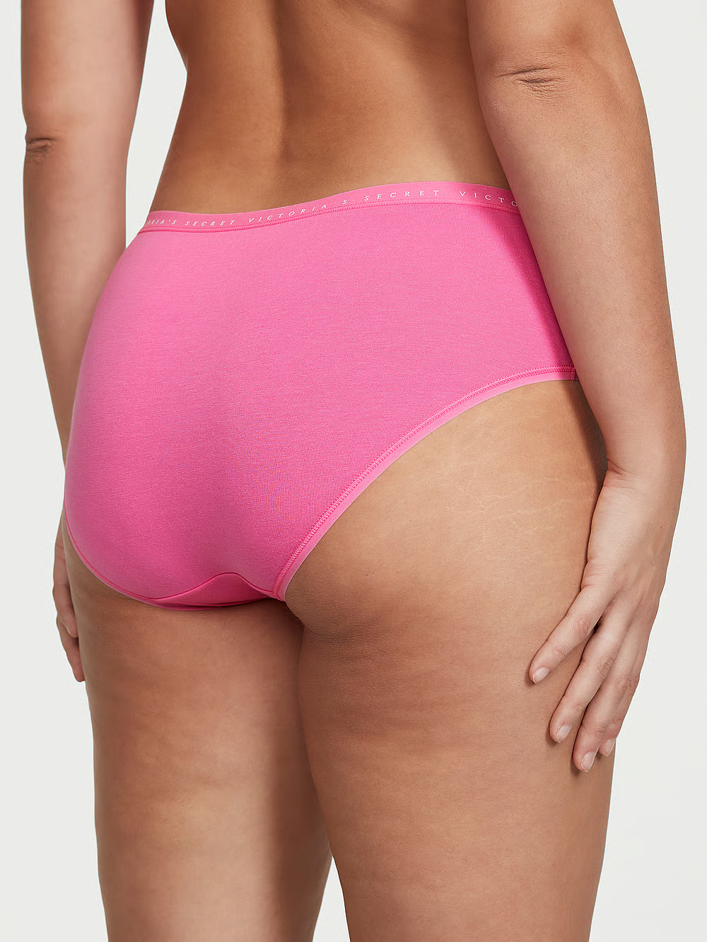 M Spring Pink Stretch Cotton LOGO Waist Victorias Secret Hiphugger Brief Panty