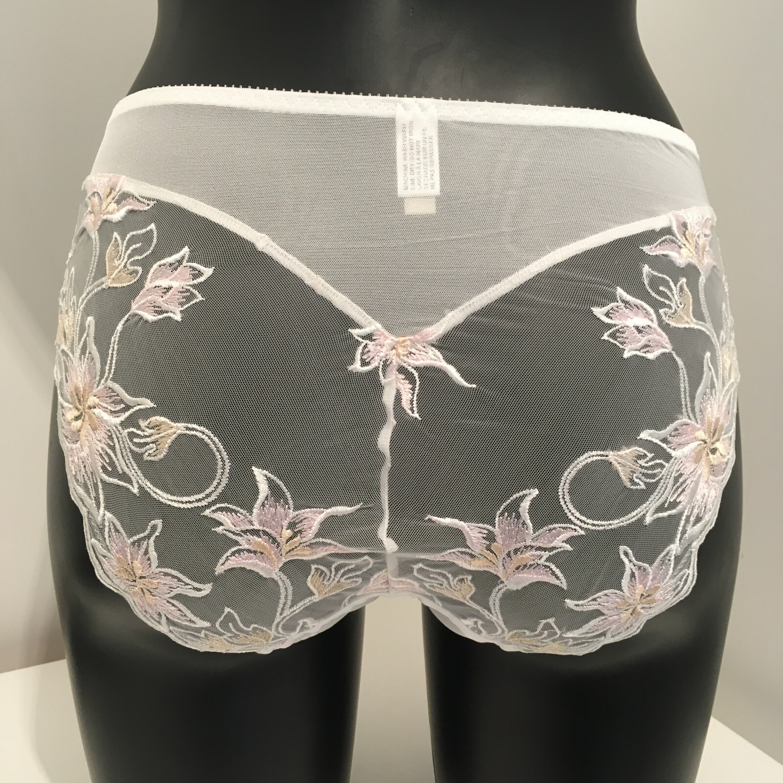 Ivory & Pink Briefs 10 Sheer see through embroidered knickers pants panties