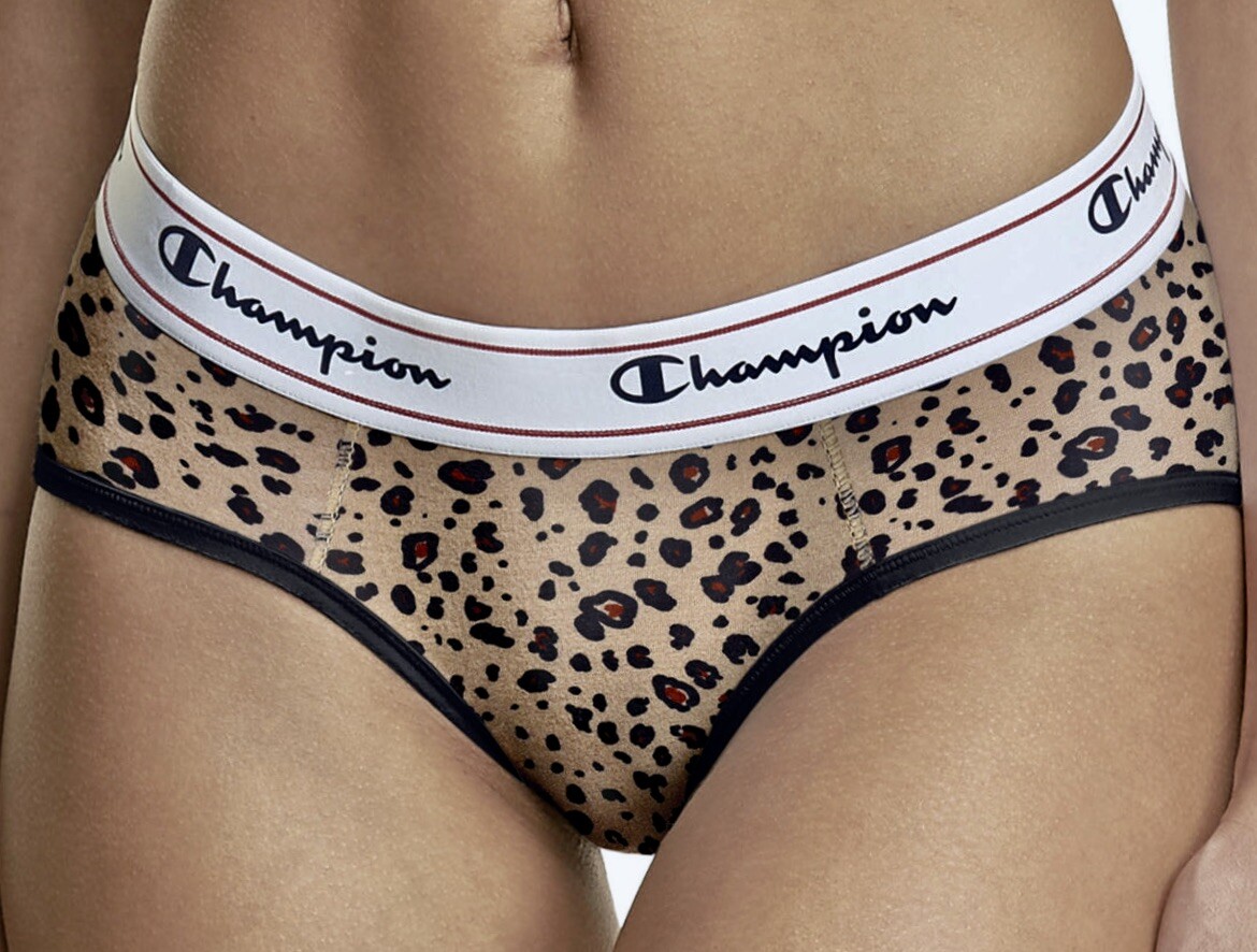 CHAMPION Wide Waistband Leopard Cotton Heritage Hipster Panty Womens Sz S 5 XL 8