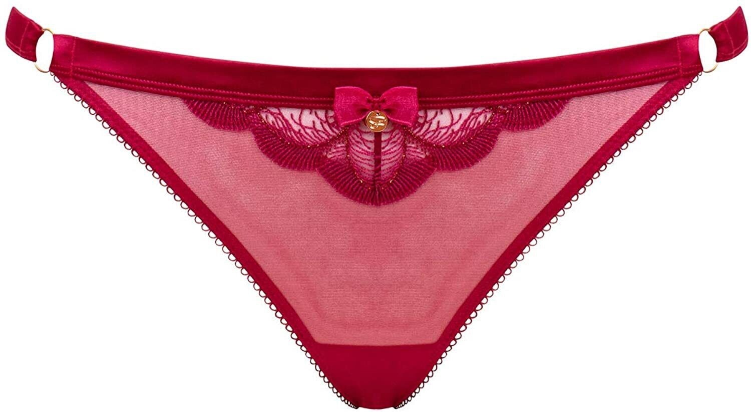 Curvy Kate Surrender Thong Scantilly Size M 12 Deep Red Mesh Knickers ST2402 New