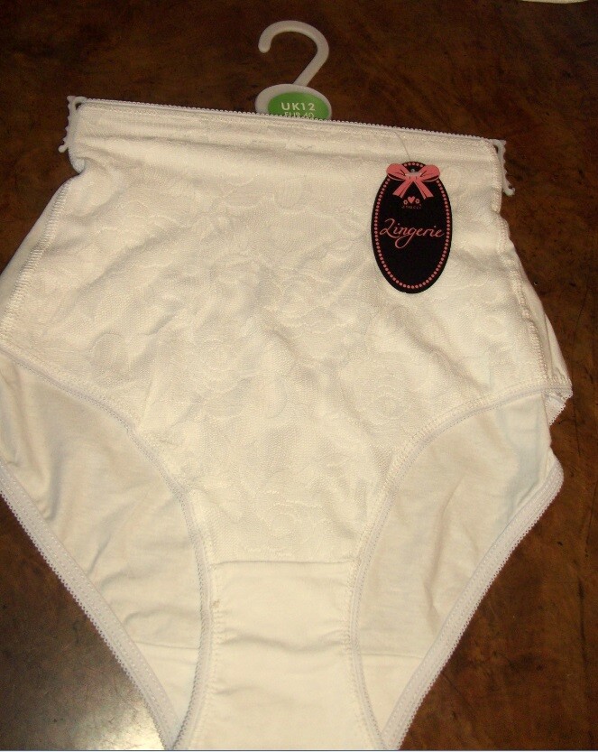Sale Ladies Cotton Elastane Knickers With Lace Front Black 12 14 & 16
