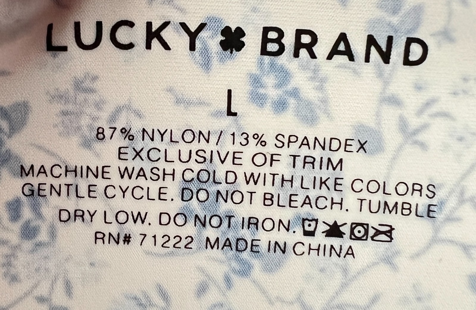 Lucky Brand Set Of 5 Bikinis Sleek Nylon Fit Size Large Light Floral Solid NWT