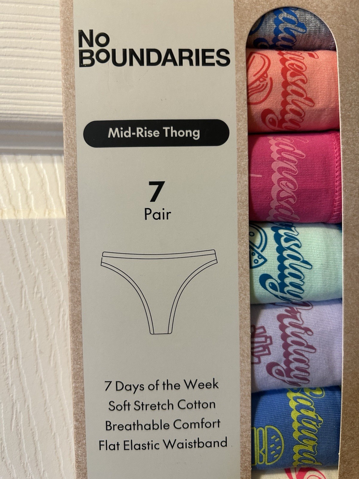 No Boundaries Large Women’s Panties 7 Pair Days Of The Week Cotton NWT