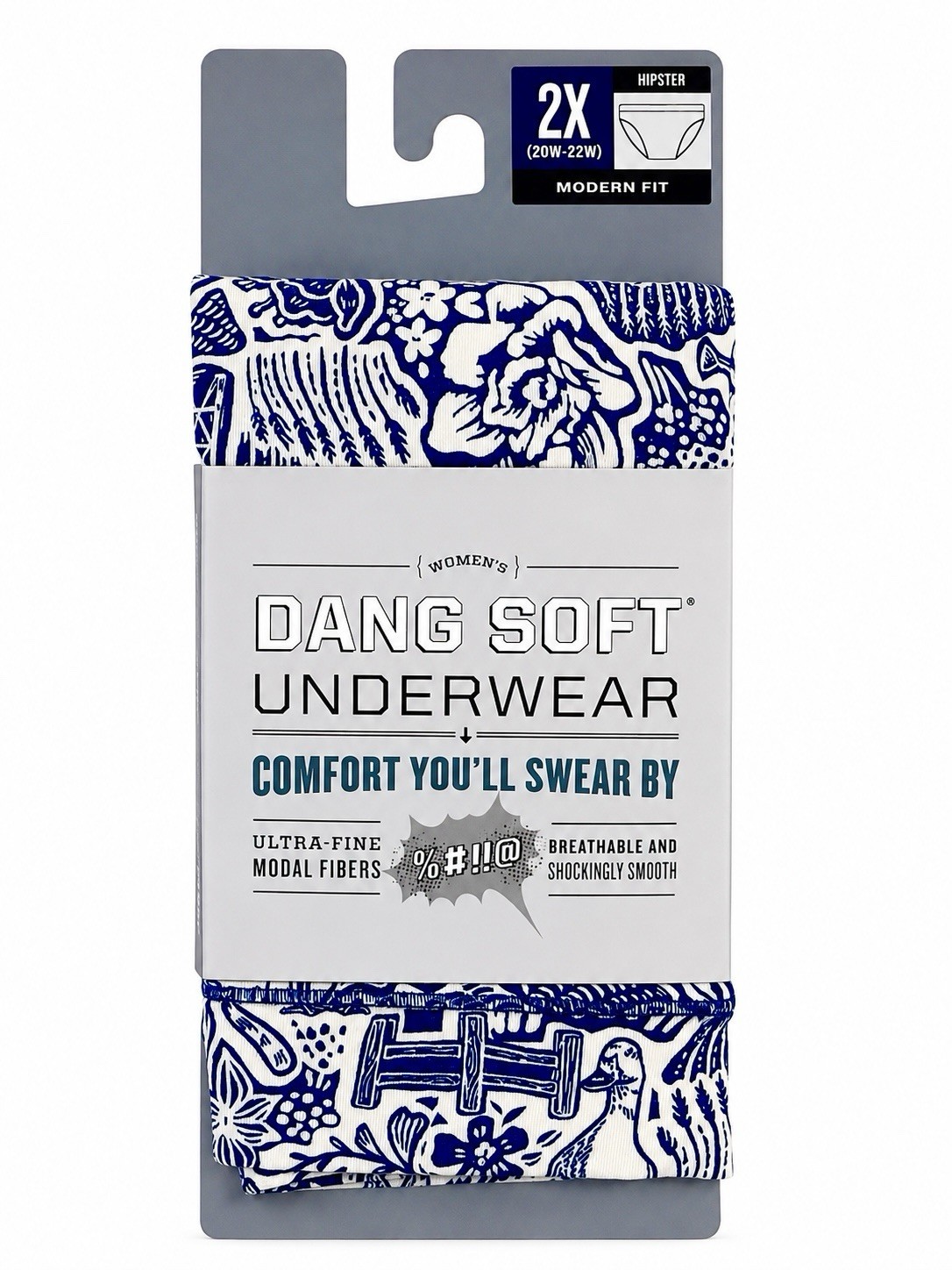Duluth Women’s Dang Soft Underwear Modern Fit Hipster/Blue Toile ~ Size 2X ~ New