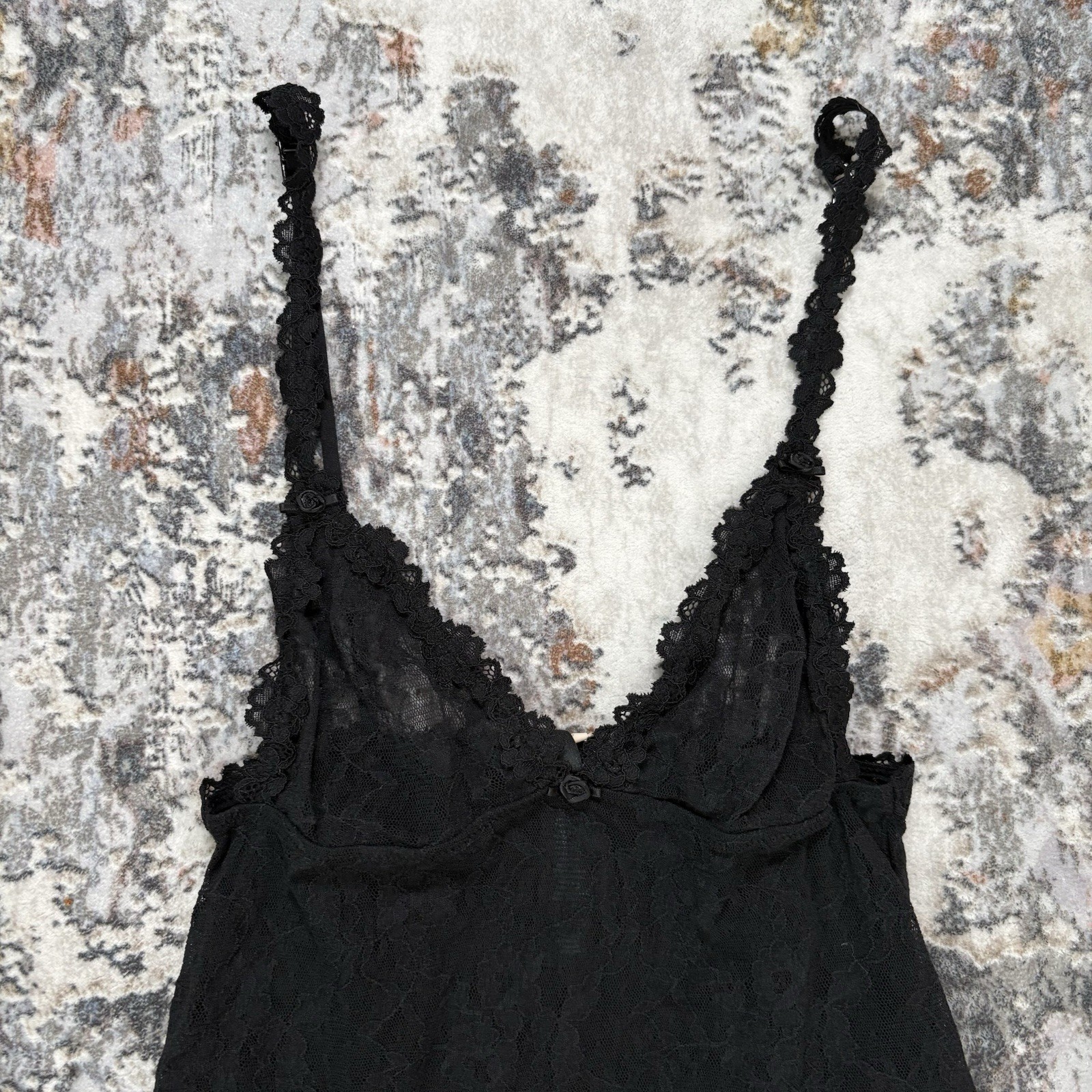 Skims STRETCH LACE SLIP AND THONG SET Black Size: XXS NWT
