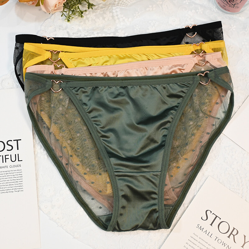 6-Pack Lot Sexy Women Sheer Satin Panties Bikinis Full Brief Underwear Lingeries