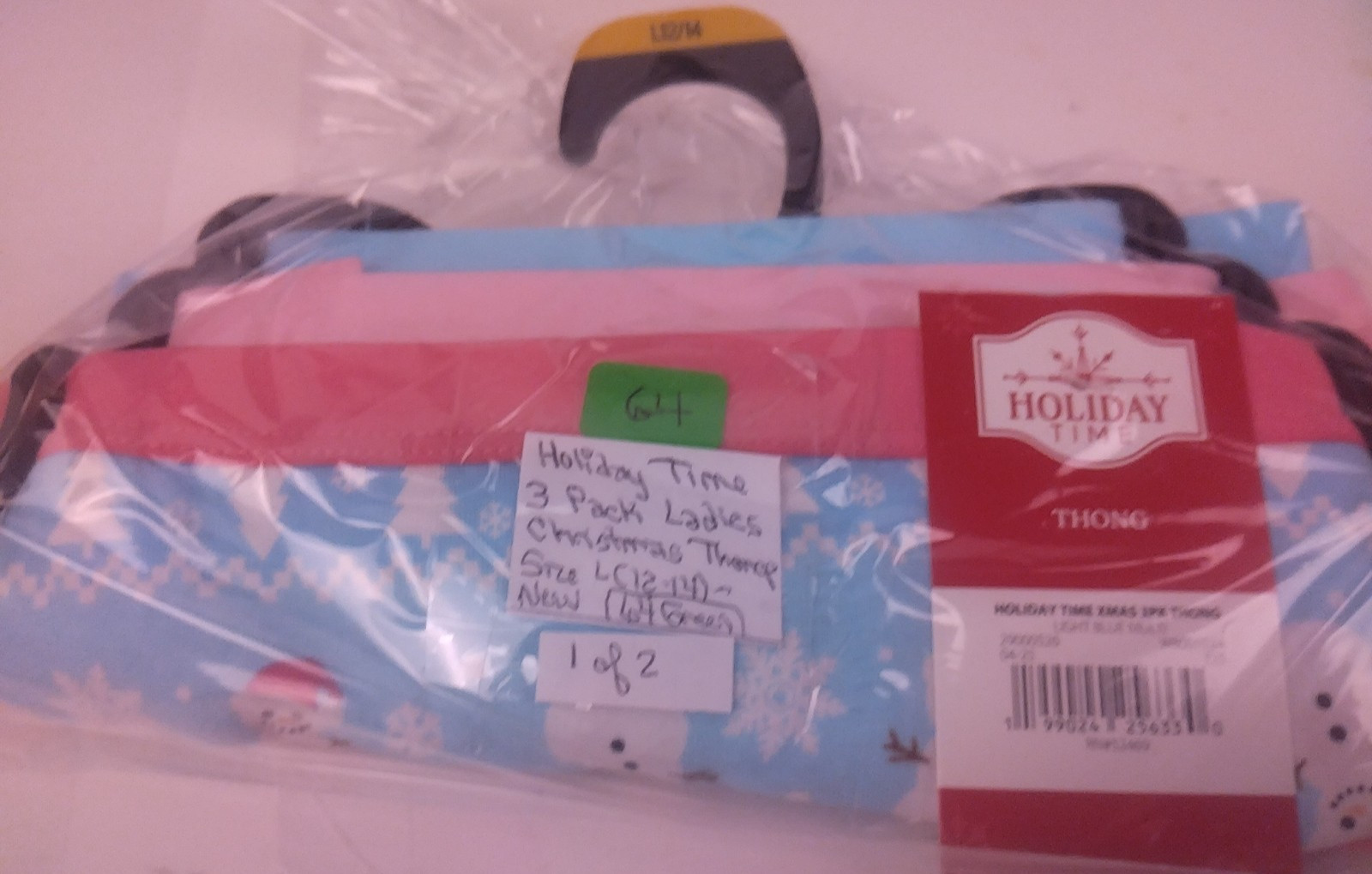 Holiday Time 3 Pack Ladies Christmas Thongs Size L(12-14) – New. (64)