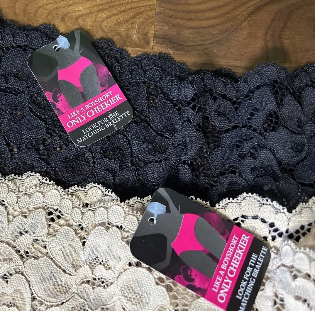 Maidenform Hipster Cheekies Panties 8/XL Beige Black Cheekier Boyshort 2 Pair
