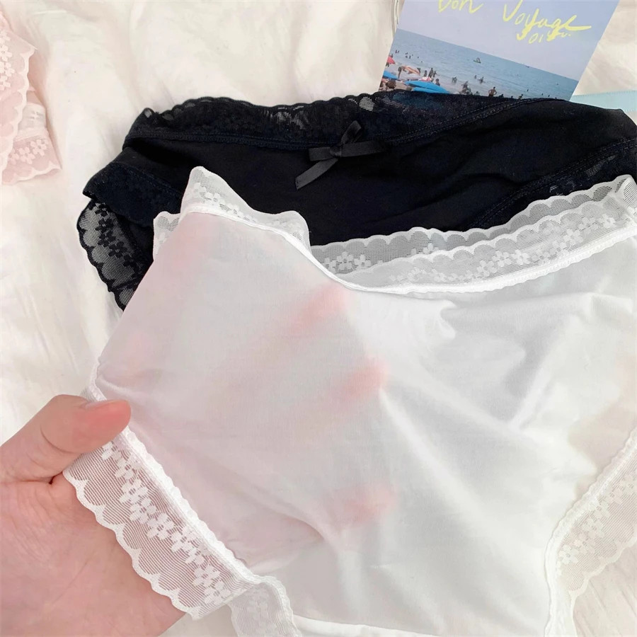 Mid Rise Lace Panties Women’s Seamless Ultra Thin Soft Stretch Underwear 3 Pcs