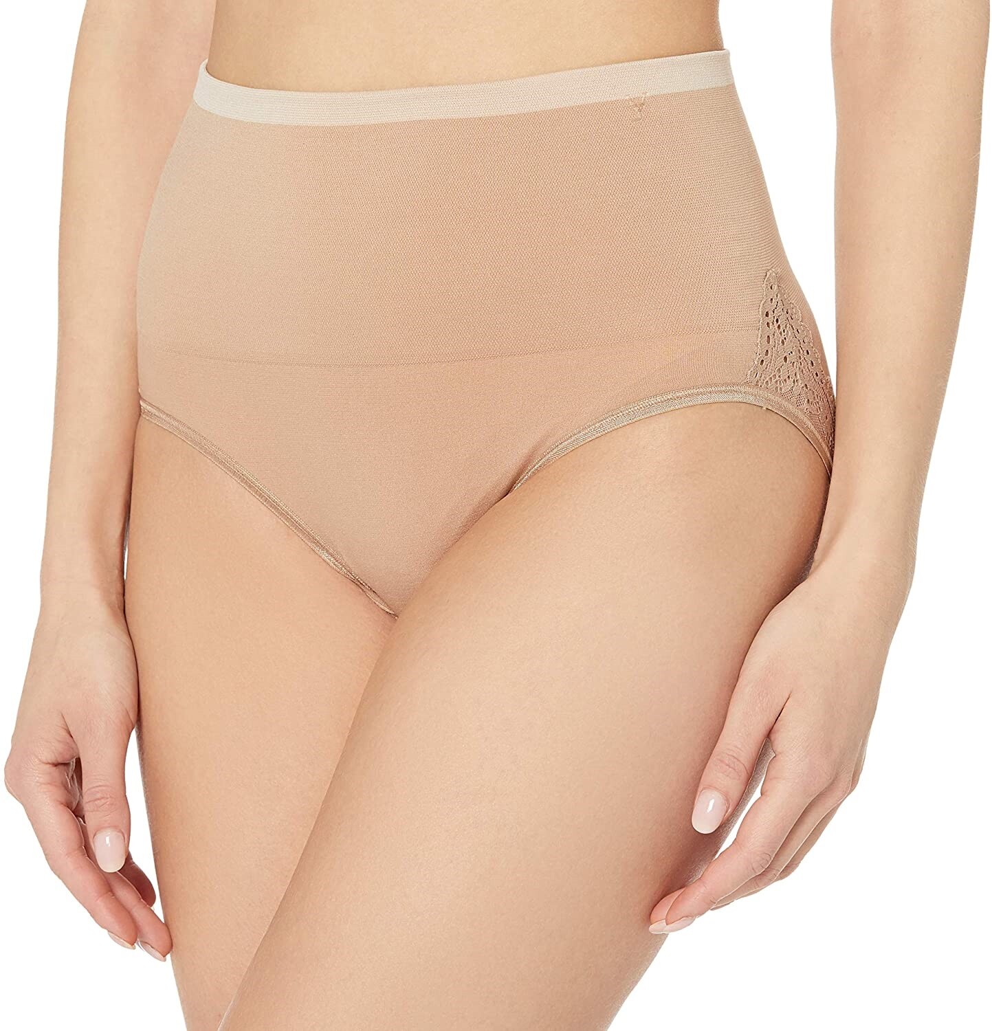 Yummie Women’s 245727 Nude Seamless Lace Insert Shapewear Brief Underwear Size L