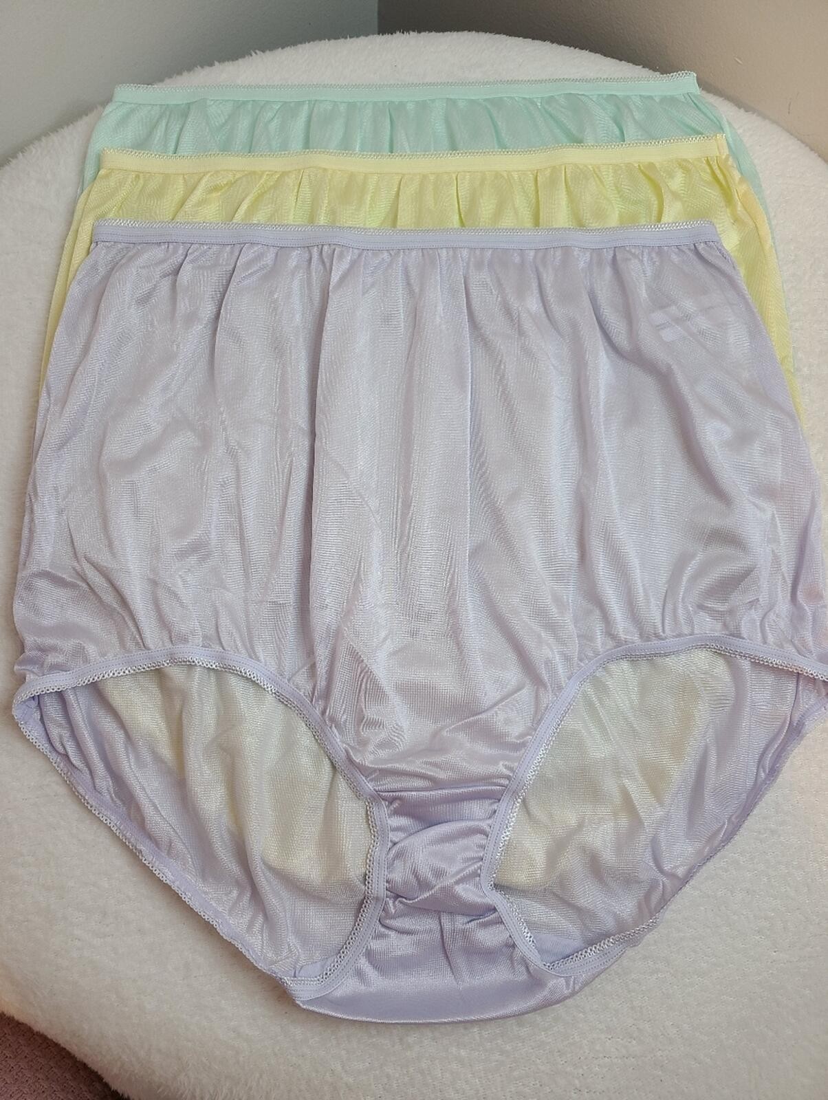 VTG Underscore 3pk Silky Nylon Classic Full Cut Brief Panties Size XXL Pastel