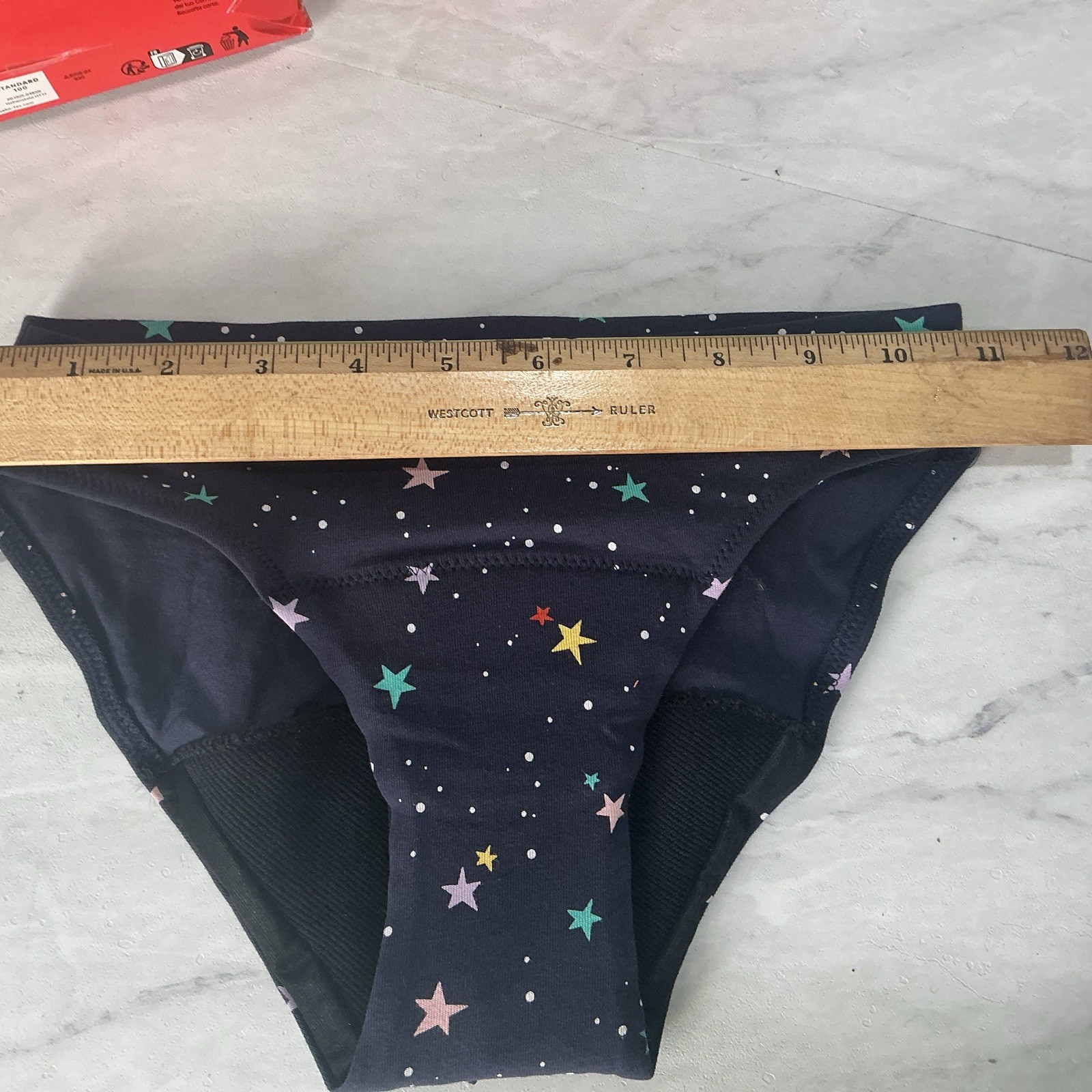 Thinx Teens Bikini Leakproof 12 Hr. Period Underwear 2-Black 1-Stars Sm9-10 READ