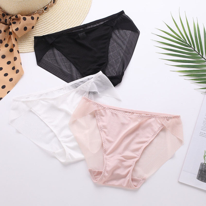 3 pack Women Mulberry Silk Thin Sexy Panties Briefs Underwear Lingerie SS004