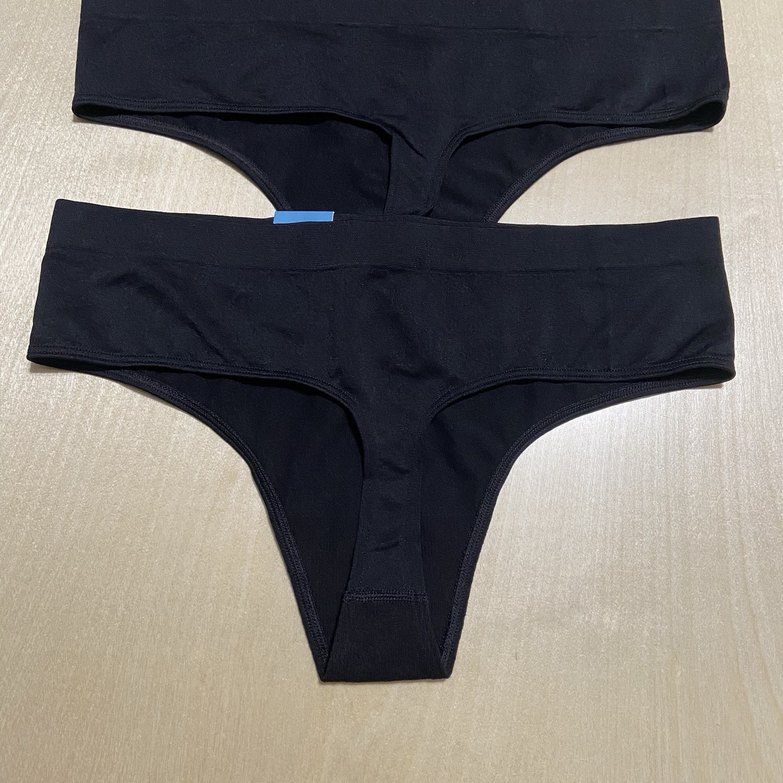 Auden Women’s Size 2XL (17) Seamless Cotton Blend Thong Panties 4 Pack in Black