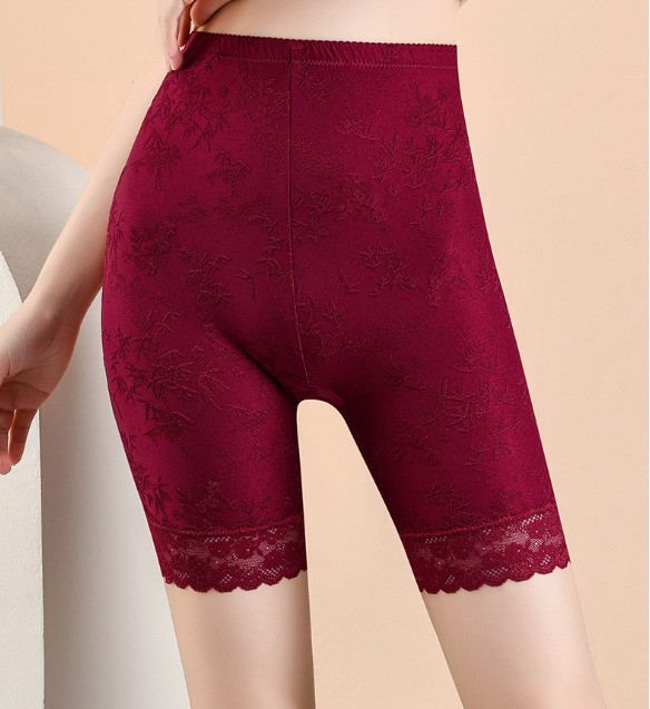 Women High waist Leggings lace Floral ice silk Plus size safety Underpants 92251