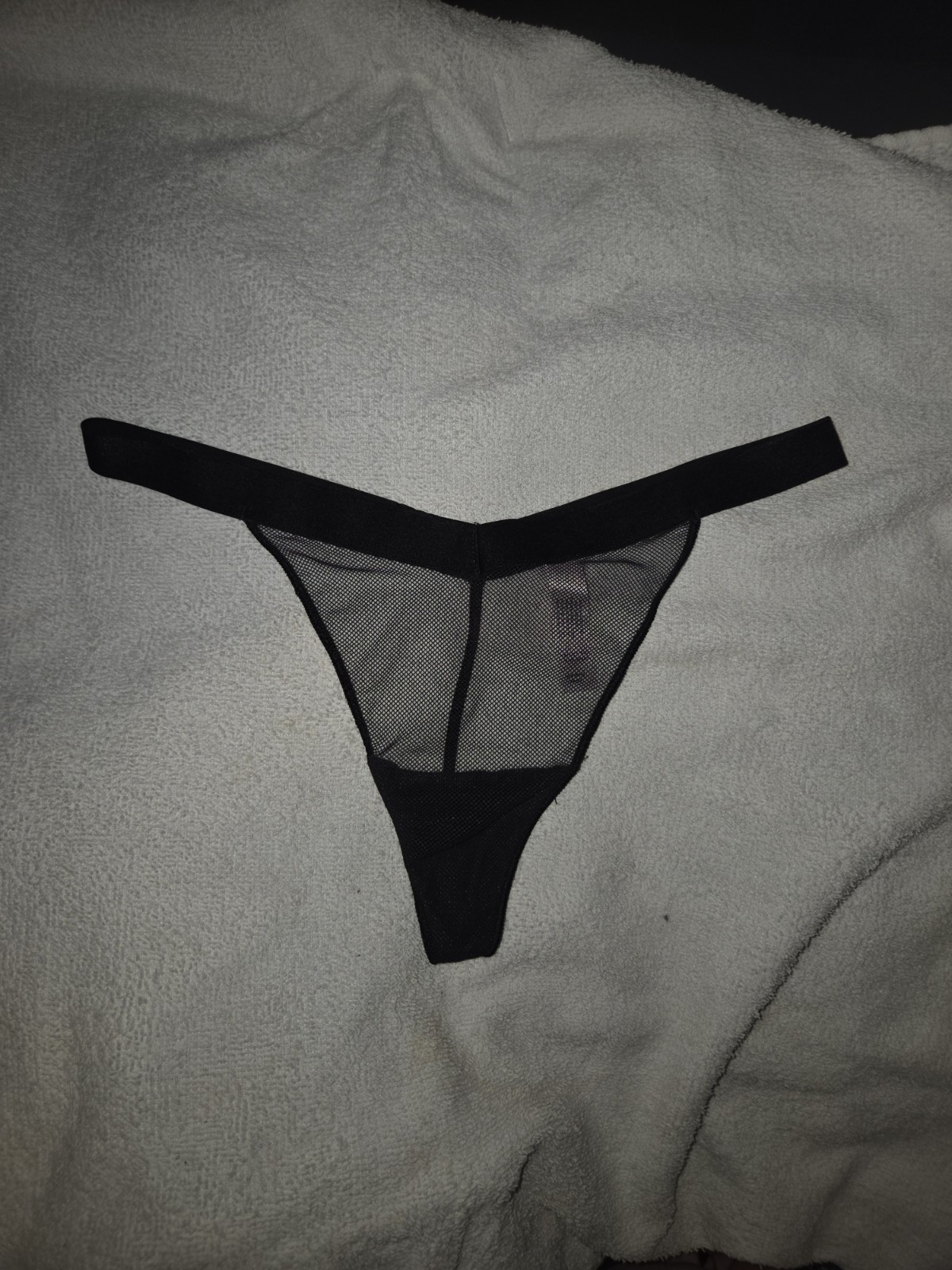 Vtg 2003 Victoria’s Secret Black Mesh Strappy V-String Thong Panty Y2K Sz Medium