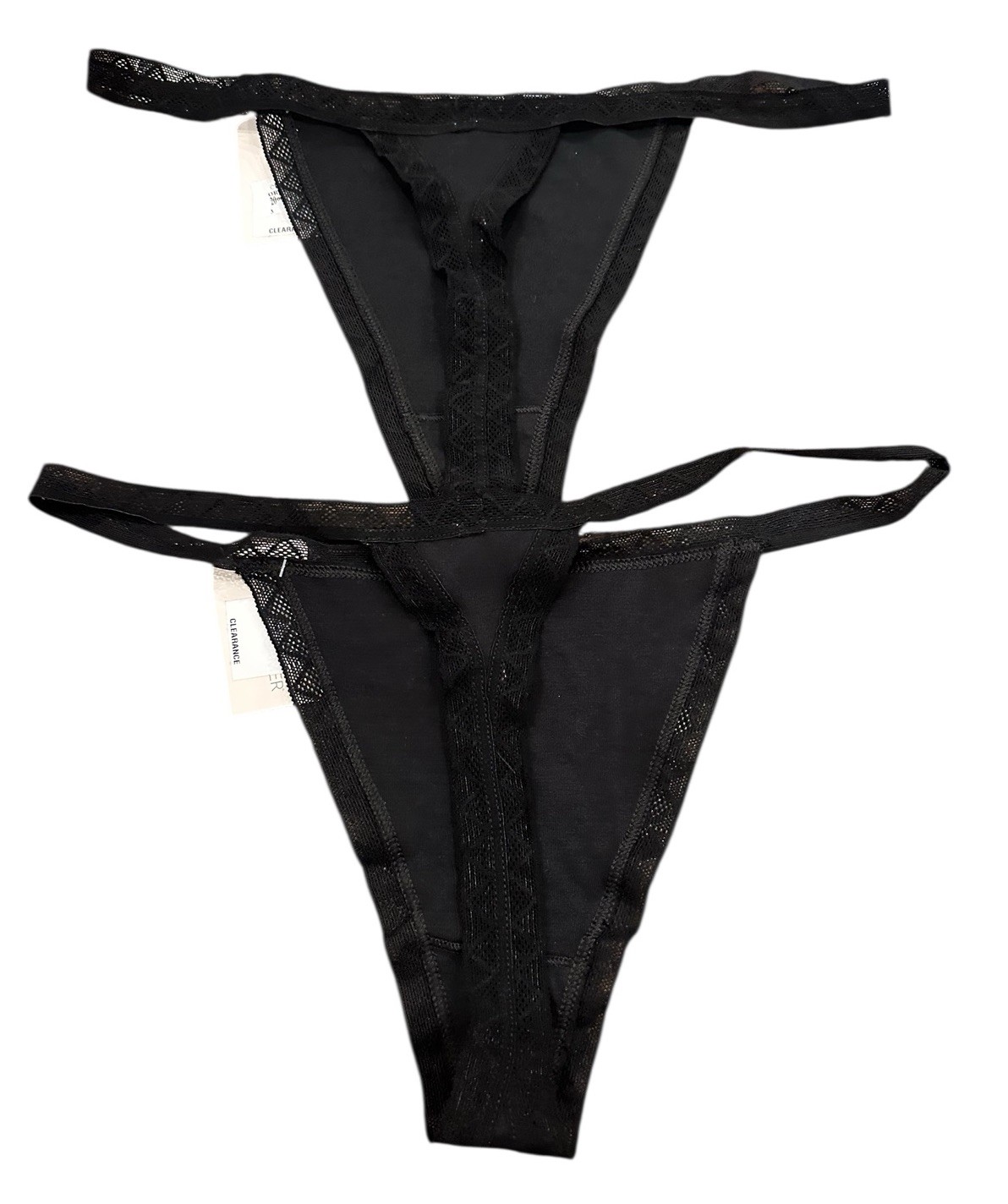 Lot of 2 NEW On Gossamer Womens Cabana Cotton String Thong Black Size L/XL
