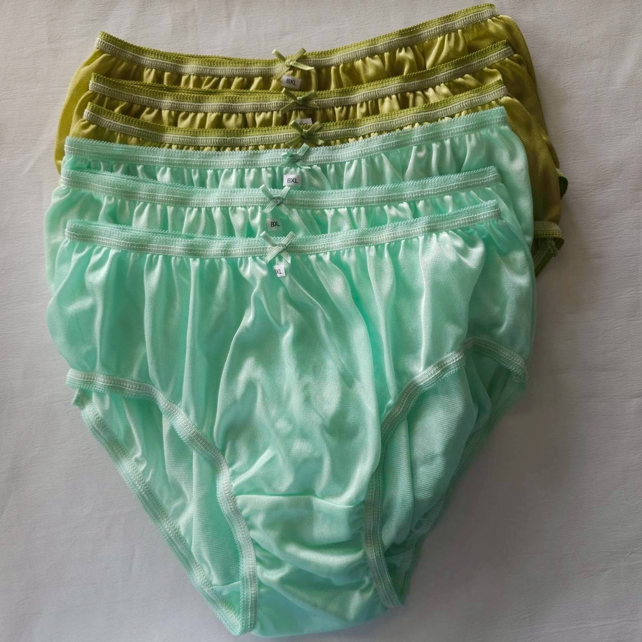 6 Bikini Panties Underwear Woman Men Light Nylon Soft Briefs Hip38″-42″XL/Green