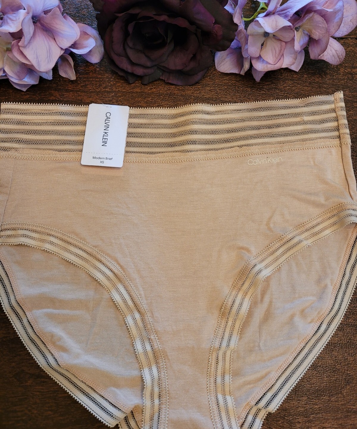 XS CALVIN KLEIN SeXy Ultra-Soft Wide Lace Modal Modern Brief QD3868 NWT