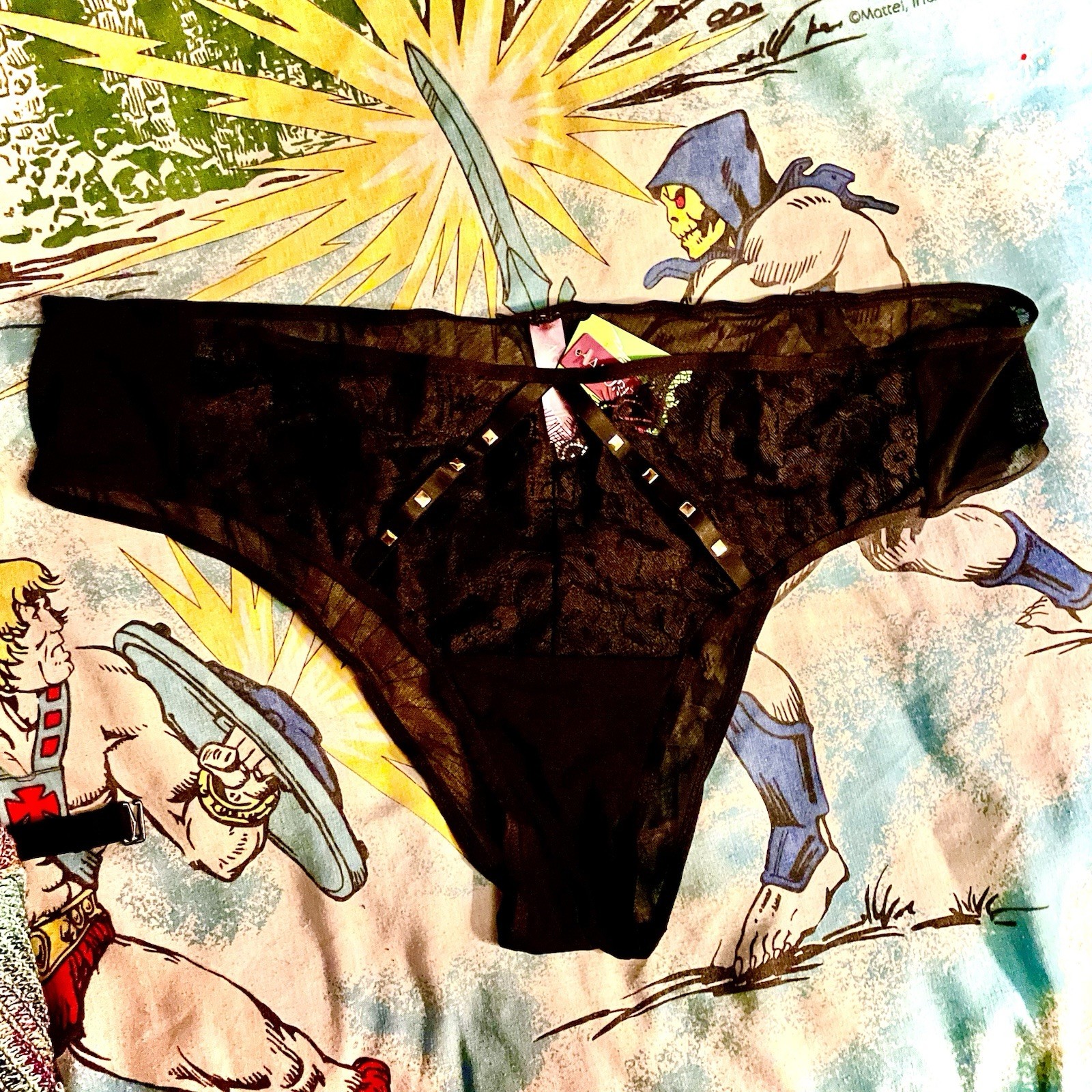 Adore Me Black Cheeky Panties with Studded Front Detail