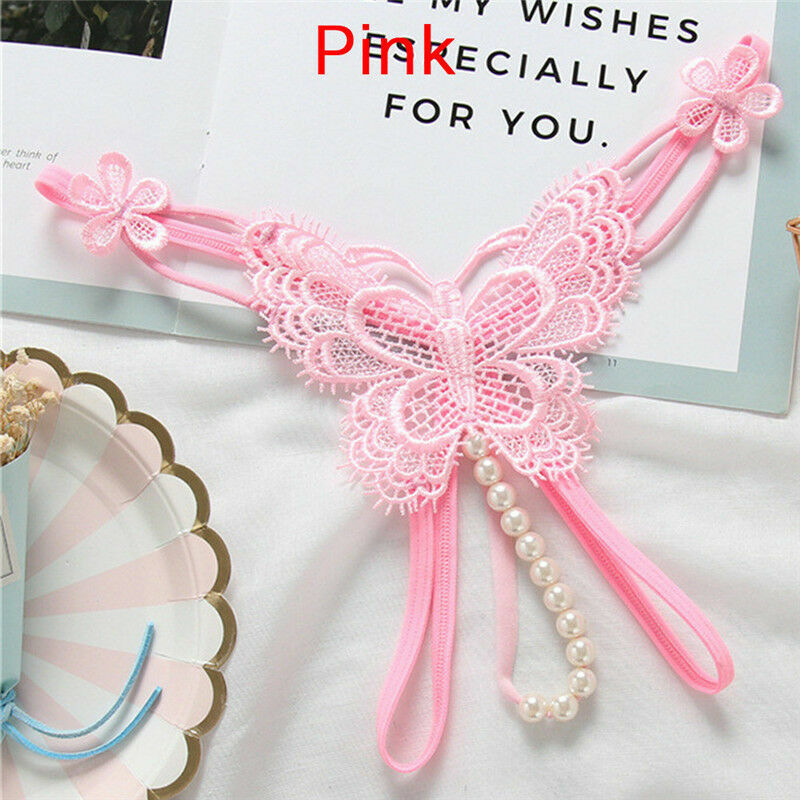 Sexy Women Crotchles Panty Pearl Butterfly Thong G-string Lingerie Underwear USA