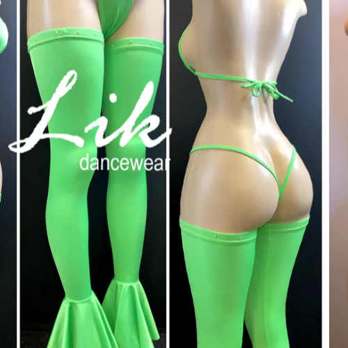 Lik Dancewear thin band neon green thong for dancers -One Size-NWT