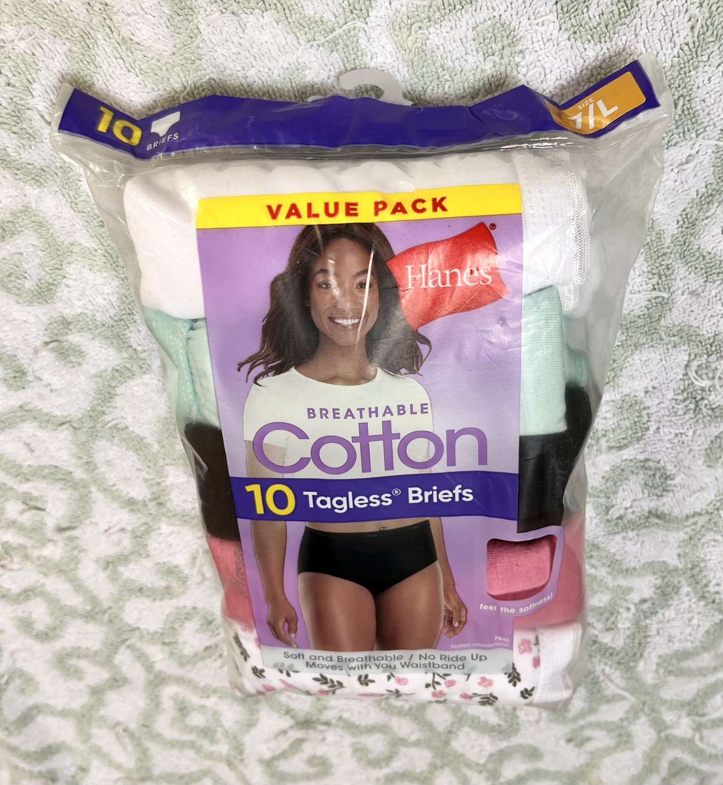 Hanes Underwear Womens 7 Large Briefs Breathable Cotton Tagless 10 Pairs