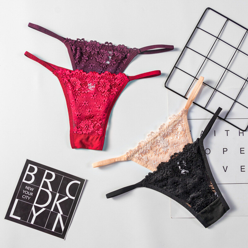 4 Pack Lot Womens Lace Thongs Sexy G-String Briefs Underwear Fashion Panties