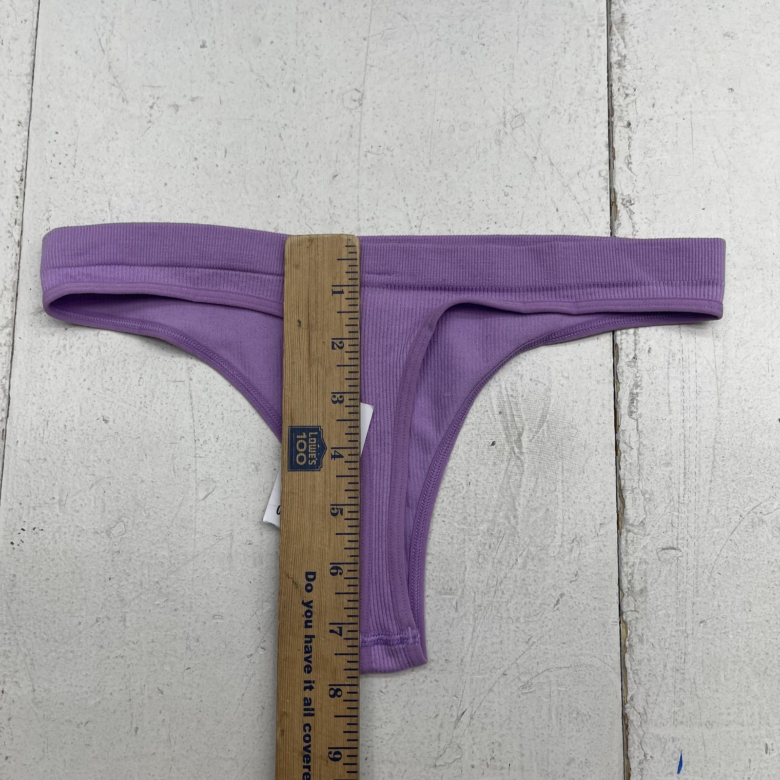 Out From Under Thong Panties Womens Medium Purple Rib Knit Seamless Stretch