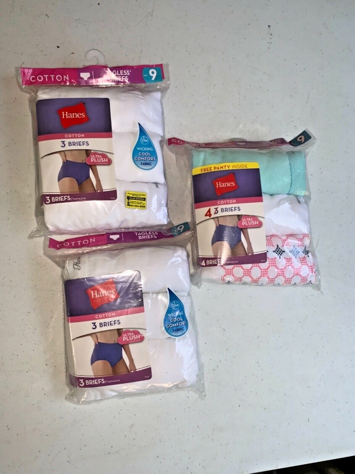 NEW Sz 9 Women’s Briefs HANES Cotton factory sealed (10 pairs)