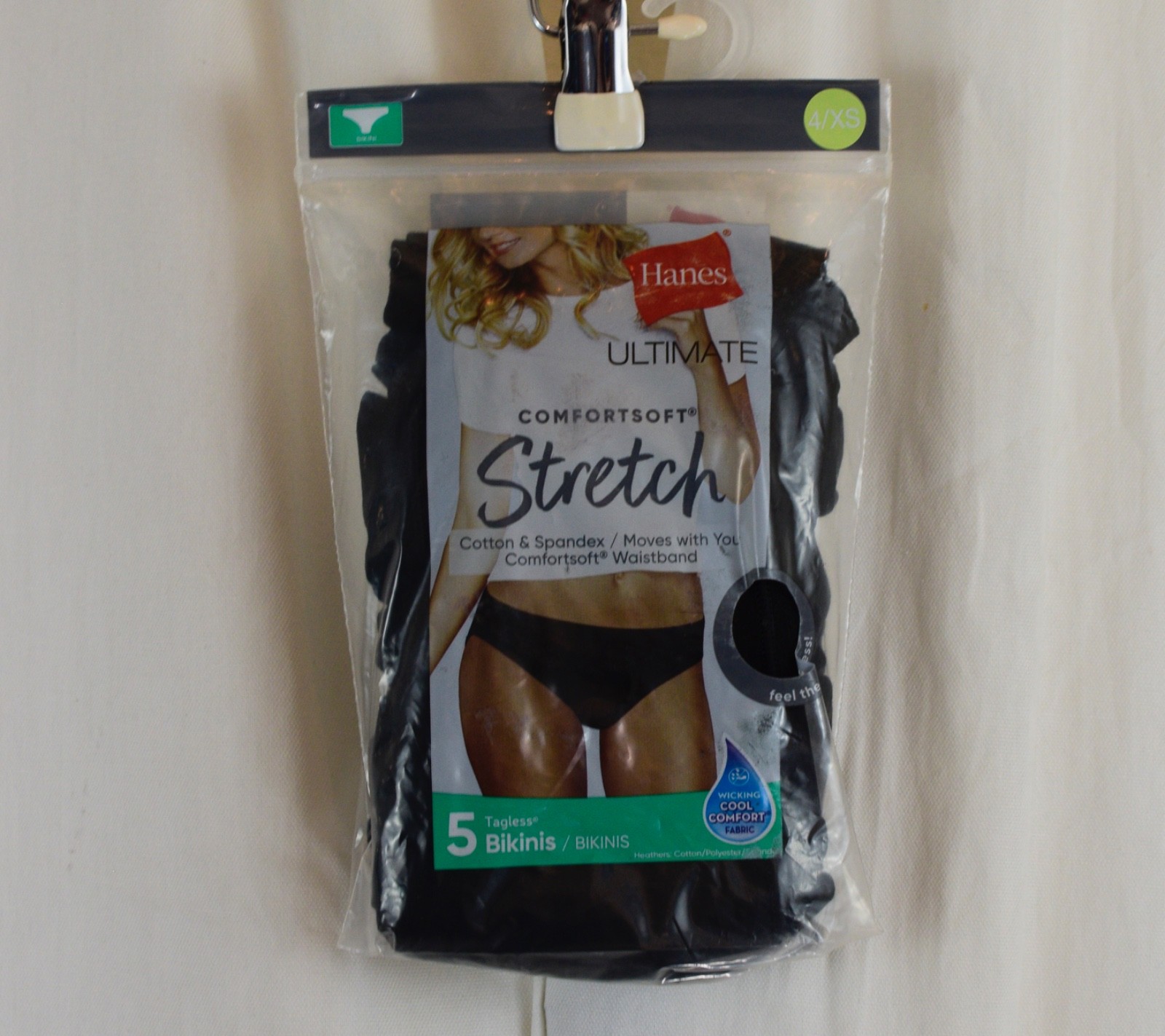 Hanes 5 PACK Womens Ultimate Comfortsoft Stretch Panty Black Size 4 (XS)