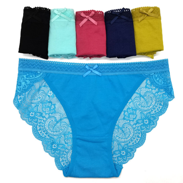 Women’s Cotton Bikini Briefs Knickers Lace High Leg Panties Crotch Gusset XS S M