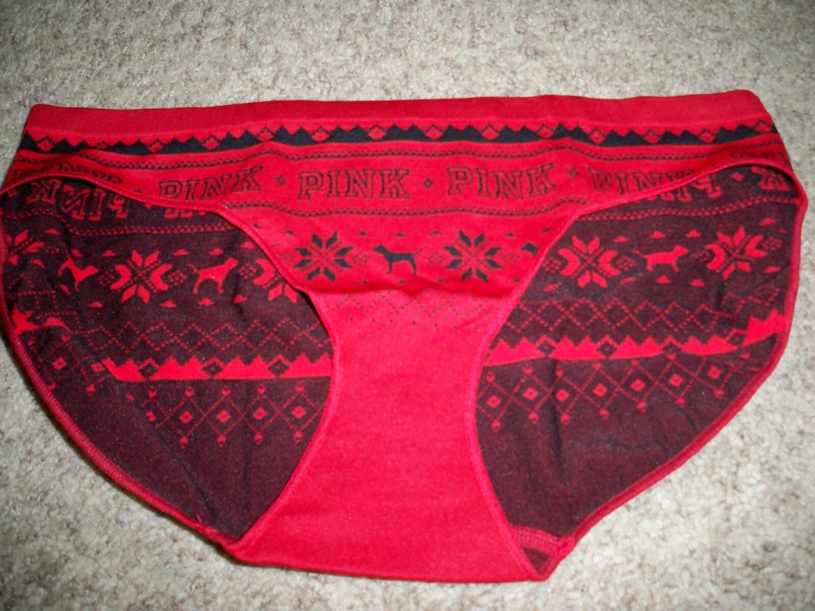 VICTORIA’S SECRET BIKINI HOLIDAY FAIR ISLE RED LARGE NEW