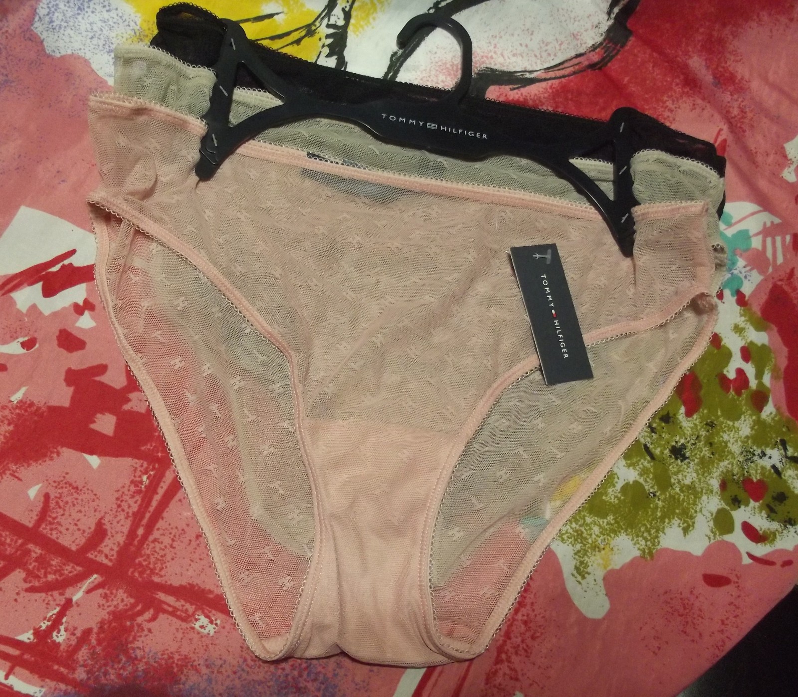 3 NEW TOMMY HILFIGER INTIMATES RLF0858 702 LOGO MESH BIKINI PANTIES L