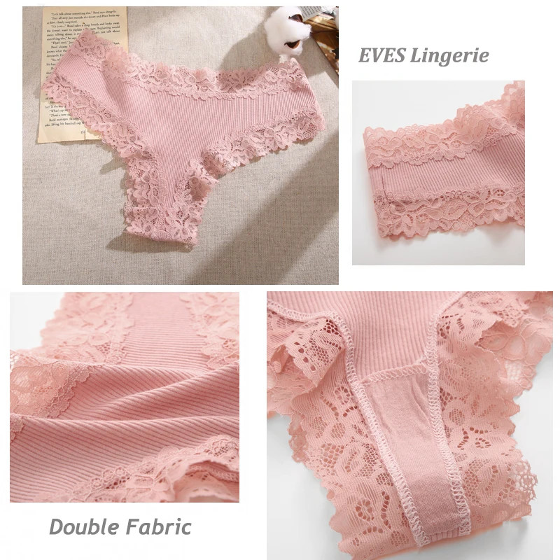 7 Pack Women Lace Cotton Knickers Brazilian Panties Seamless Low Rise Underwear