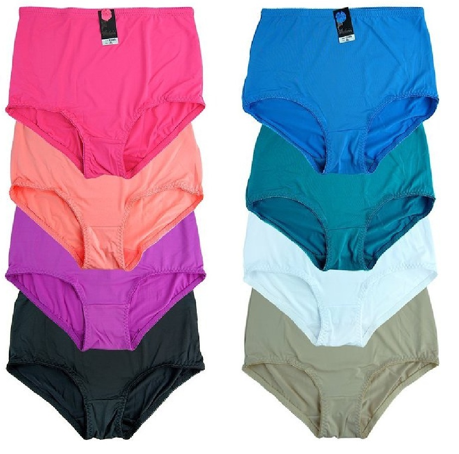 Lot 6 12 Hi-Cut Women’s PLUS Size Nylon Briefs Panties Girdle #699 S-XL 2X 3X 4X