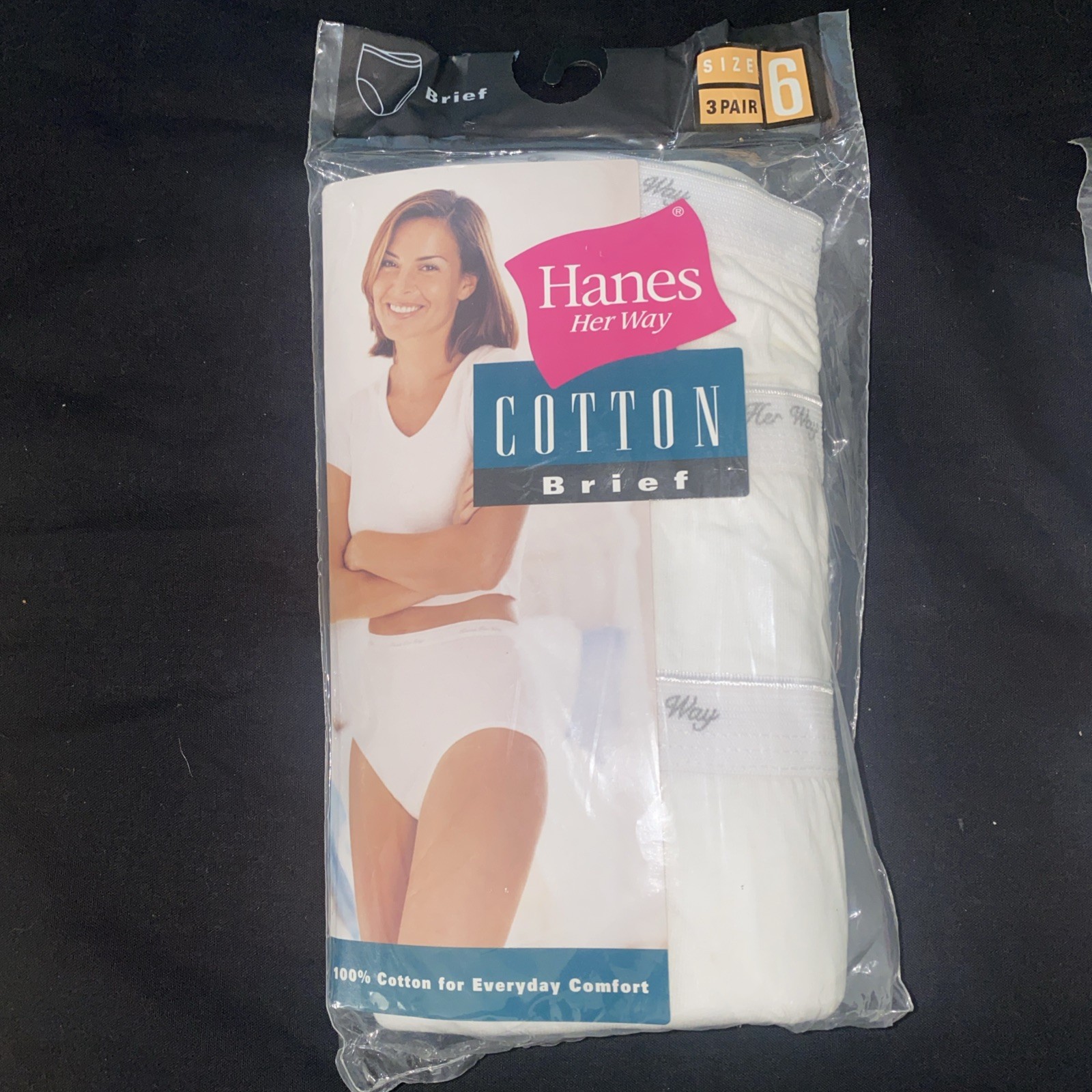 Hanes Her Way Size 6 White Cotton Brief Underwear 3 Pair Vintage 1999 NEW NOS