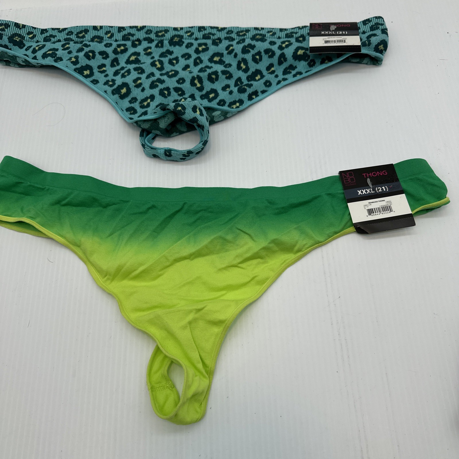 No Boundaries NOBO XXXL (21) Thong Panties Set of 3 Teal Cheetah,Black,Green {54