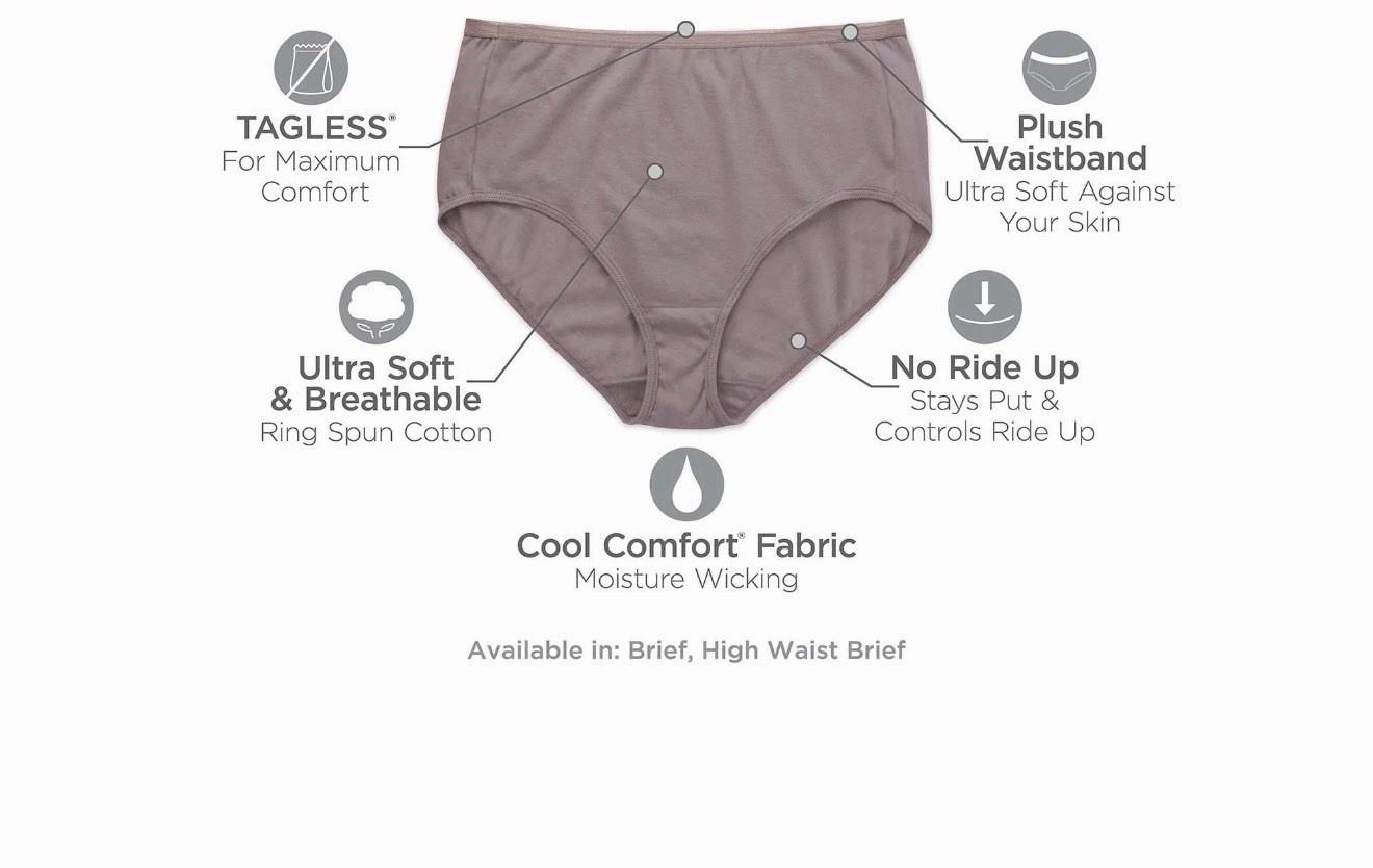 Hanes Women’s Cotton Assorted Briefs 10-Pack Sz 5X 30W-32W