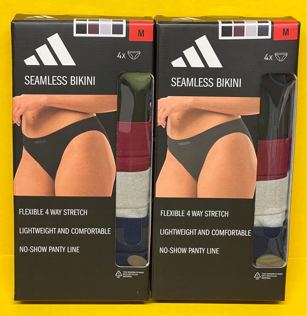 Lot of 2 Adidas Woman’s 4 Pack Multicolor Seamless Bikini Underwear Size: Medium
