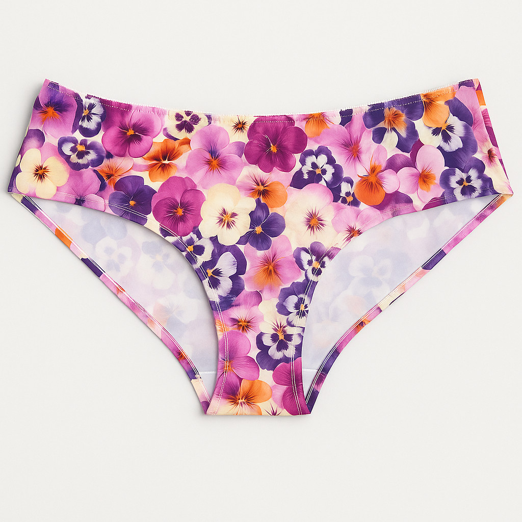 E et D s60012 Floral Print Bikini Briefs Seamless Soft Stretch Mid Rise Colorful