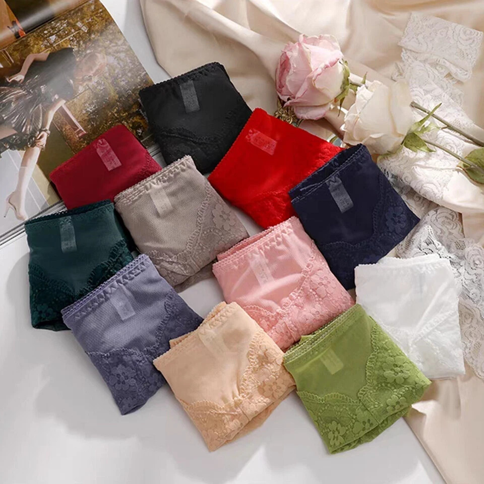 2 Pack High Waist Briefs Tummy Control Girdles Lace Shaper Panties M-3XL
