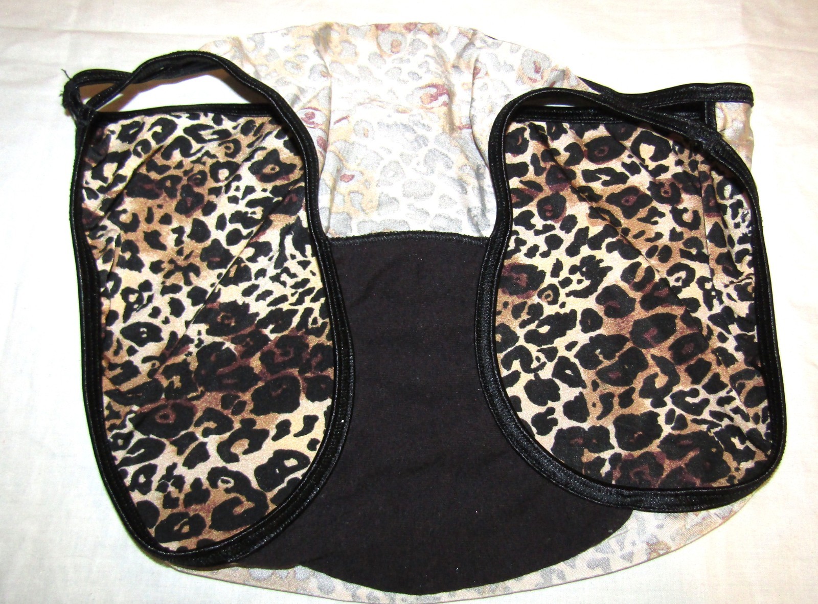 Panties Vanity Fair String Bikini Nylon Leopard Print 6 Medium Black Brown