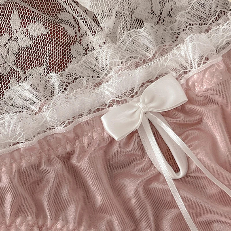 Lace Mesh Panties Low Rise Hollow Bow Soft Breathable Women’s Underwear