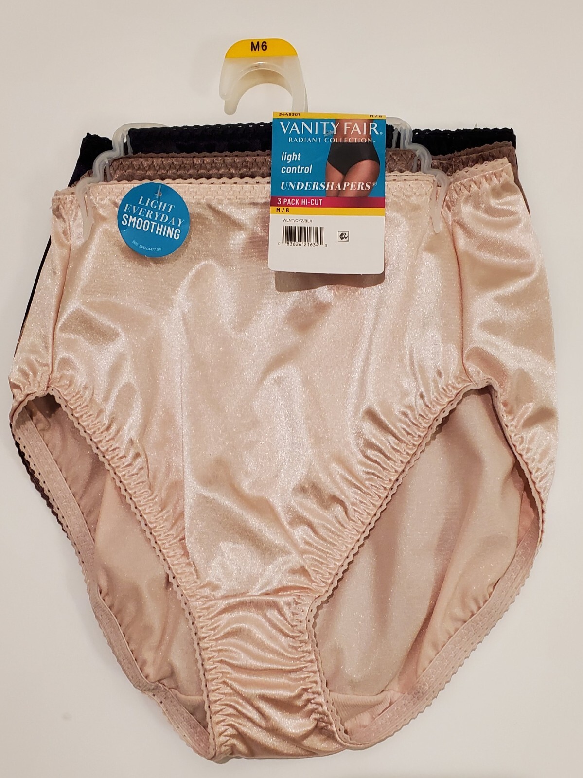 Vanity Fair Radiant Undershaper Underwear Womens S5 to 5XLHi-Cut 3 Pk Multicolr