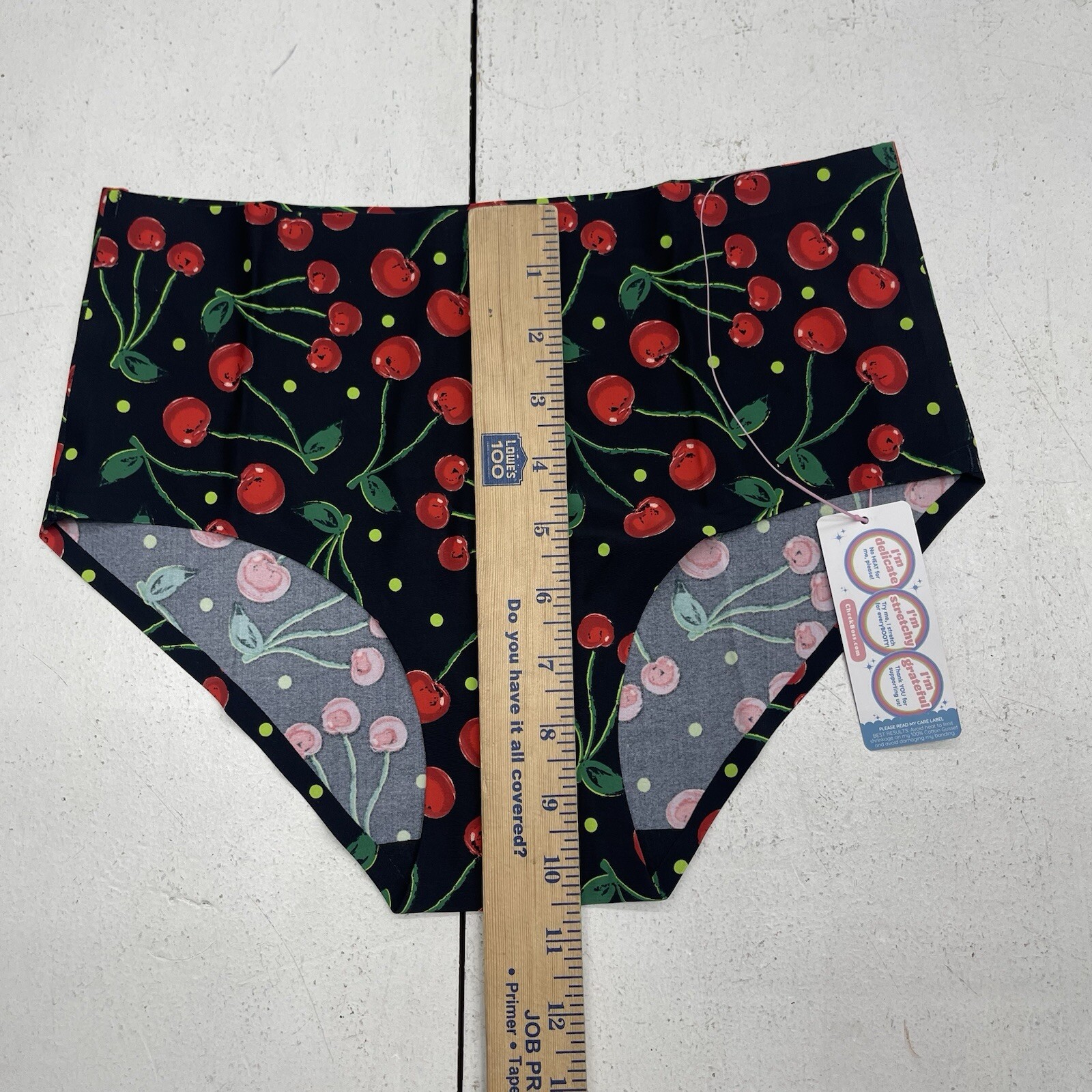 Cheek Boss Black Very Cherry Printed Brief Panty Women’s Size Large