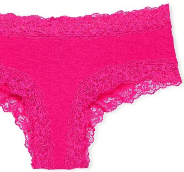 S Hot Bright Pink Victoria’s Secret Stretch Cotton Lace-Waist & Leg Cheeky Panty