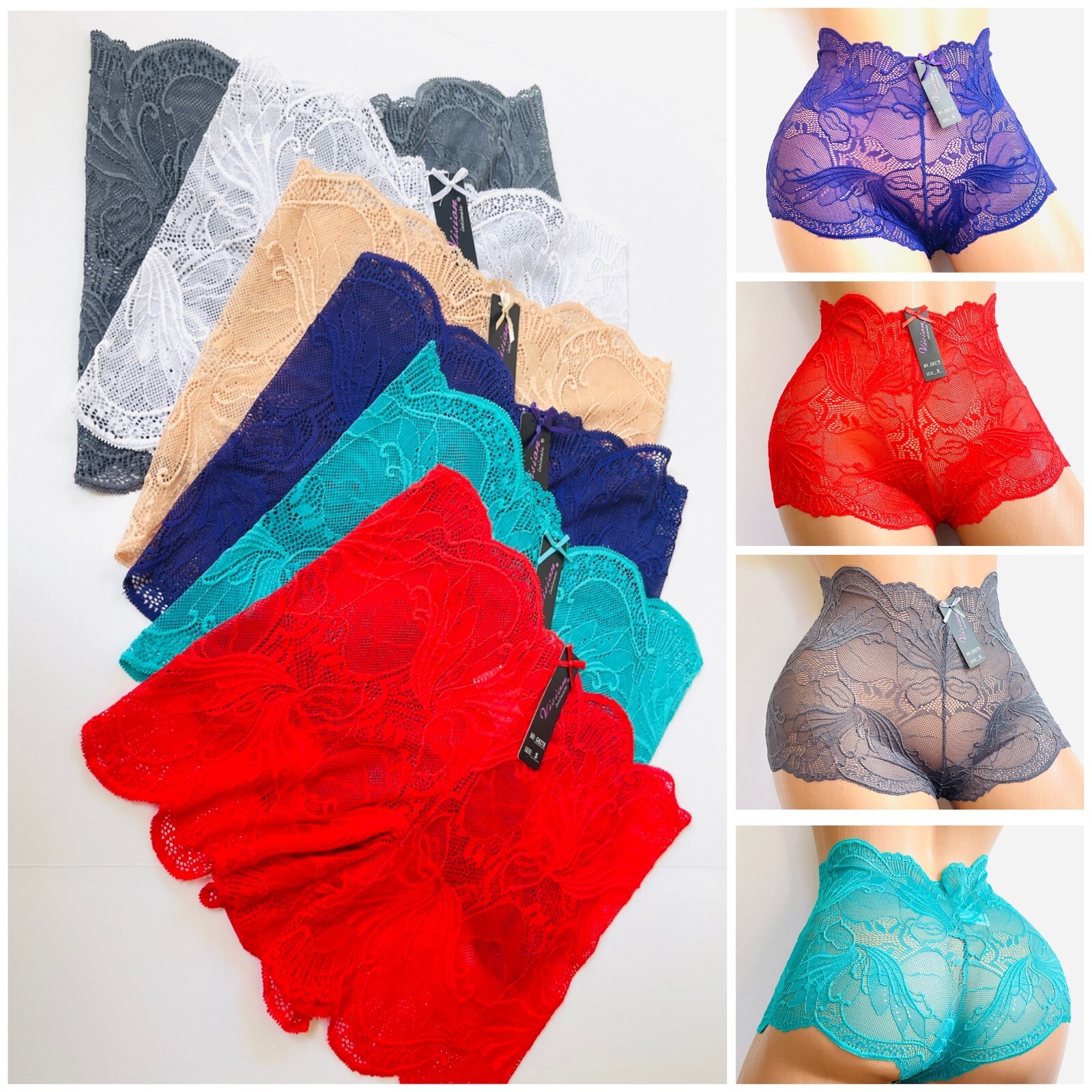 Lot of 6 Women’s Sexy Boyshorts Underwears Lace Panties Cheeky Boxer Short S-4XL