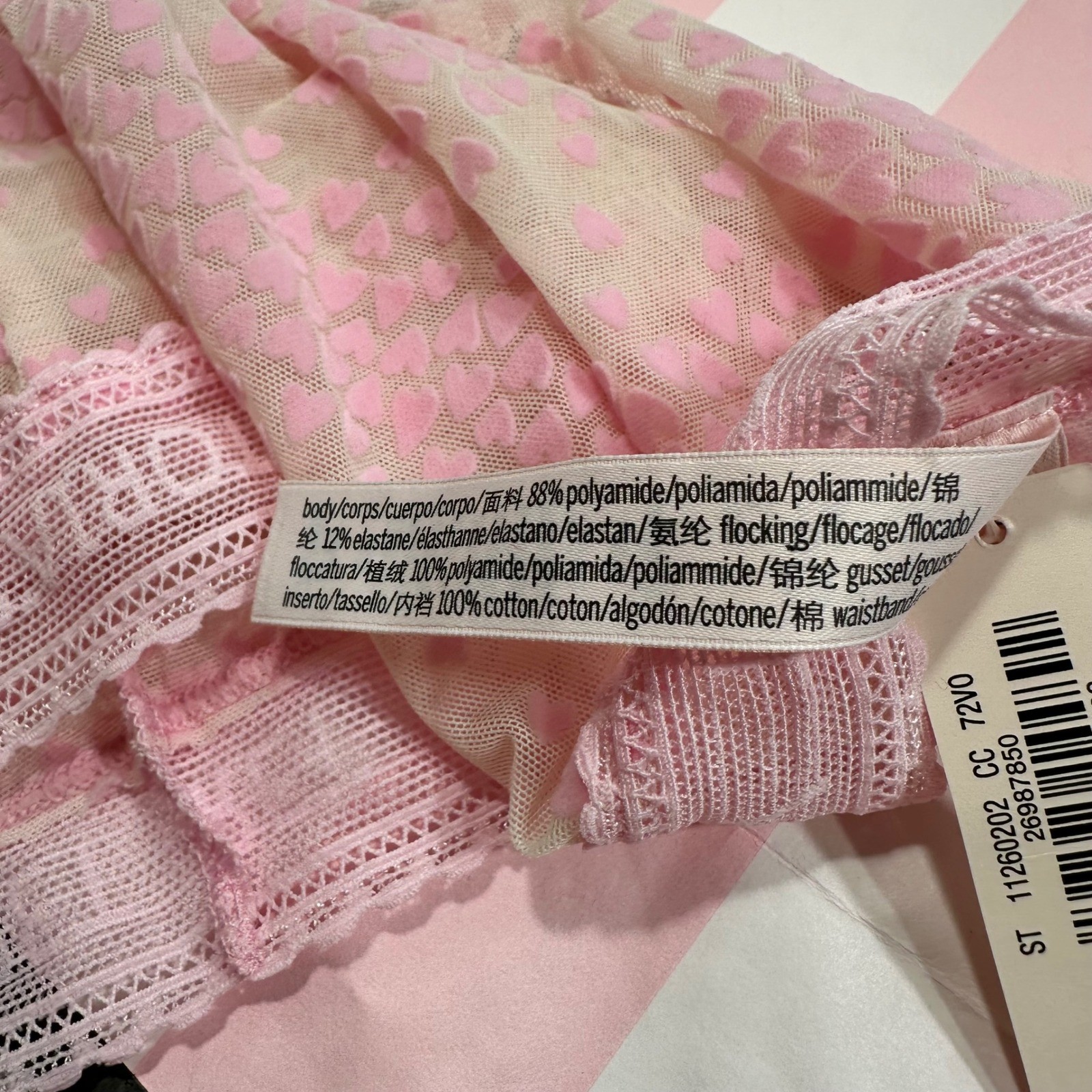 NEW Victoria’s Secret Pink Heart Lace Hiphugger Hipster Panty Large