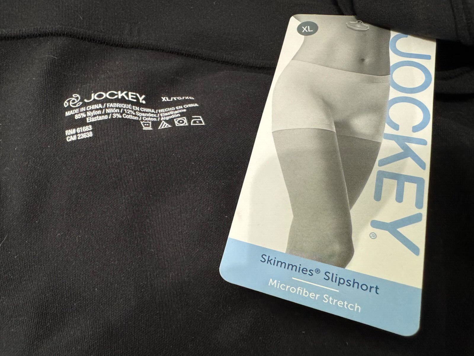 NEW Jockey Black Short Length Microfiber Slipshort Skimmies Shapewear Women’s XL